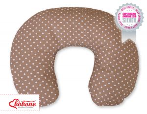 Feeding pillow- Hanging hearts white dots on brown